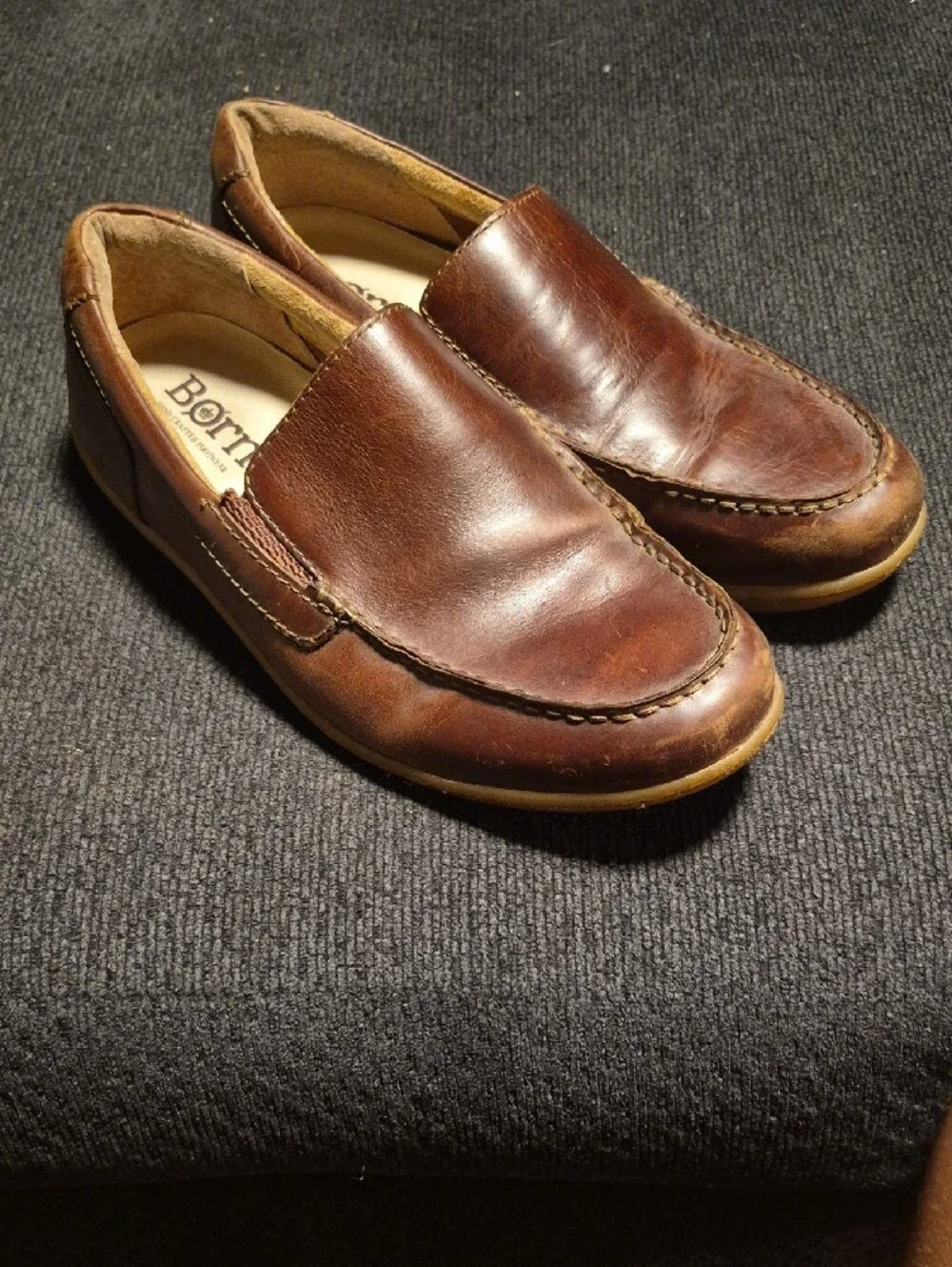 Born Brown Leather Slip-On Loafers